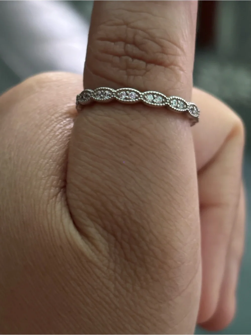 Pandora Silver Marquise Band with White Stones